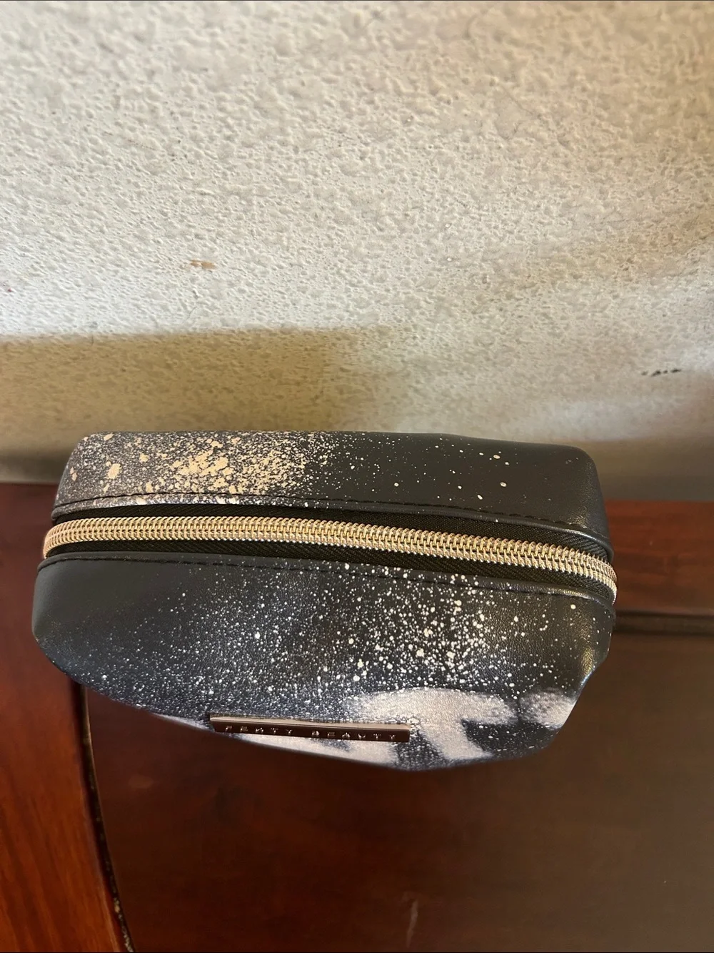 Fenty Beauty Black Cosmetic Pouch with White Spray Paint Design